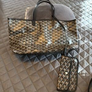 Goyard inspo tote with attached wallet